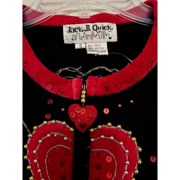 Vintage Jack B. Quick Sweater Cardigan Valentines Hearts Dead Stock Medium NWT - Picture 8 of 9